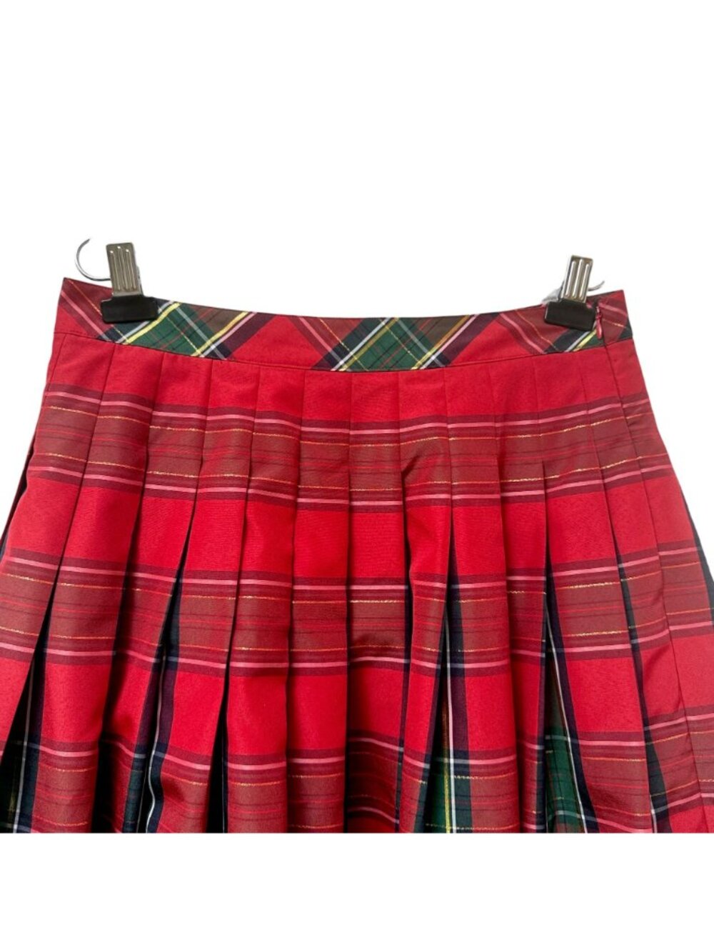 Talbots Holiday Maxi Skirt Size 10 Red Gold Plaid Preppy Christmas Full Maxi - Picture 5 of 12